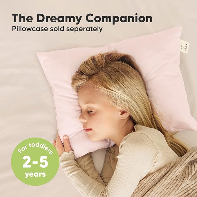 KeaBabies 2-Pack Toddler Pillow 13x18 - Soft Organic Cotton Kids Travel Bed Pillows for Sleeping, School, Nap, Machine Washable, Toddlers 2 to 5, Pillowcase Sold Separately (Mist Pink)