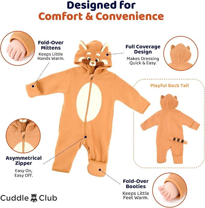 Cuddle Club Fleece Baby Bunting Bodysuit Hoodie, Newborn - Image 3