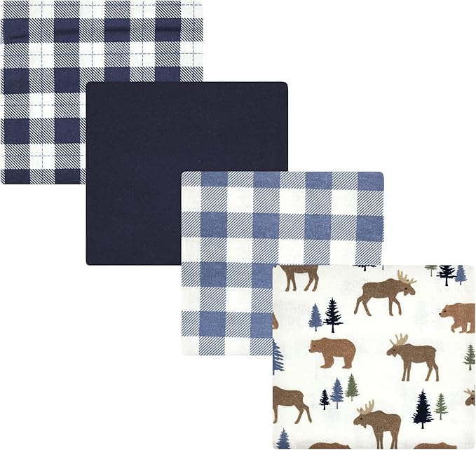 Hudson Baby Unisex Baby Cotton Flannel Receiving Blankets, Moose Bear, One Size by HudsonBaby