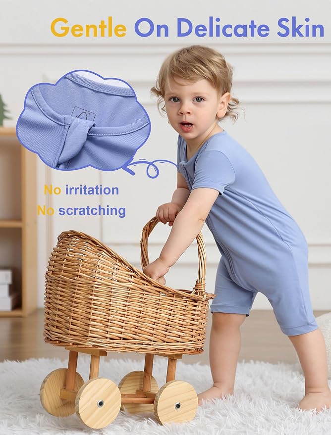 JunNeng Viscose from Bamboo Baby Sleeper, Short Sleeve Romper Jumpsuit | 2 Way - Image 4