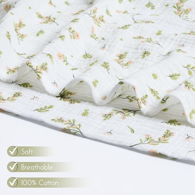 Meracorallo Muslin Swaddle Blanket, 100% Cotton Receiving Blanket, Flower | - Image 3