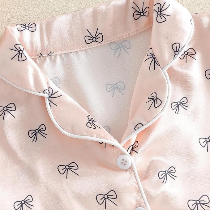 Kuriozud Toddler Baby Girl Pajamas Set Summer Floral Short Sleeve Button Down - Image 8