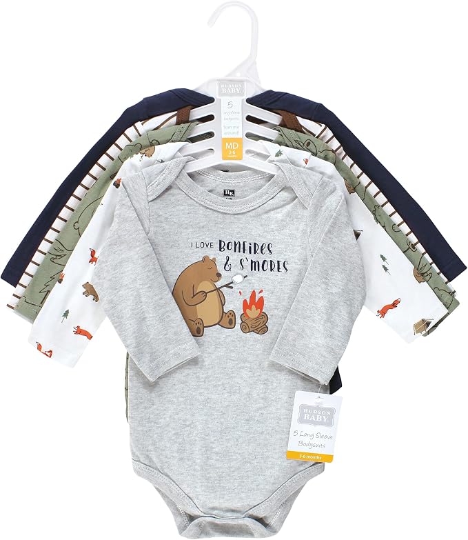 Hudson Baby baby-boys Cotton Long-sleeve Bodysuits 5-pack - Image 2