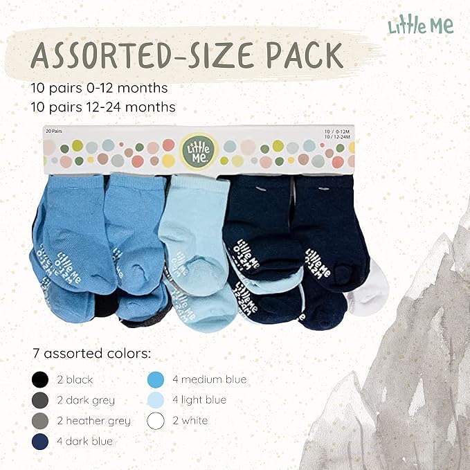 Little Me 20-Pack Newborn Baby Infant & Toddler Unisex Socks, - Image 3