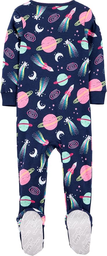 Simple Joys by Carter's Girls 3-pack Snug Fit Footed Cotton Pajamas - Image 2