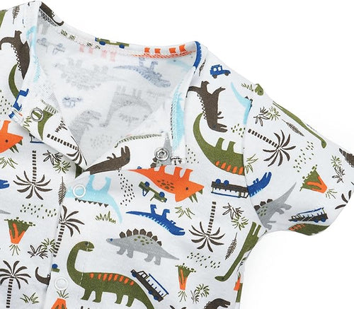3-Pack 100% Cotton Baby Boy Rompers,0-24Months Short Sleeve Toddler Romper,Breathable Spring/Summer Clothes