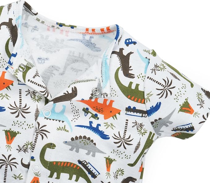 3-Pack 100% Cotton Baby Boy Rompers, 0-24Months Short Sleeve Toddler Romper - Image 2
