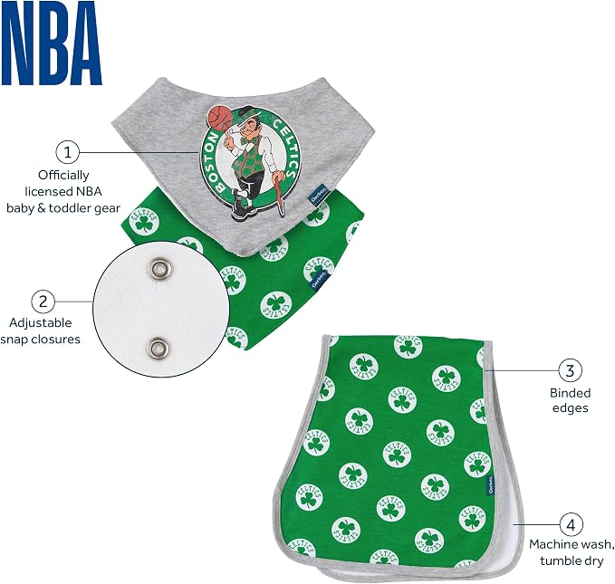 Gerber Baby NBA Bandana Bib and Burp Cloth Set - Image 6