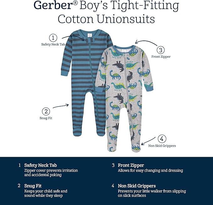 Gerber Baby Boys 2-Pack Footed Pajamas - Image 7