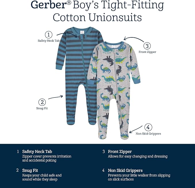 Gerber Baby Boys 4-Pack Footed Pajamas - Image 5