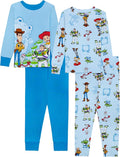 Disney Boys' 4-Piece Snug-fit Cotton Matching Comfortable Pajama Set, Soft & by Disney