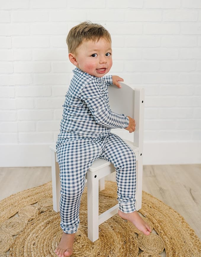 moimoln Cotton Modal Baby Toddler Pajamas Check Solid Leopard 6M-8Y - Image 6