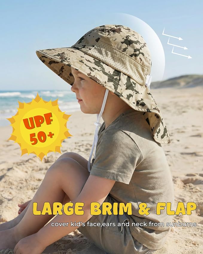 Toddler Baby Sun Hat Kids Summer Beach Essentials Adjustable Beach Hats - Image 3