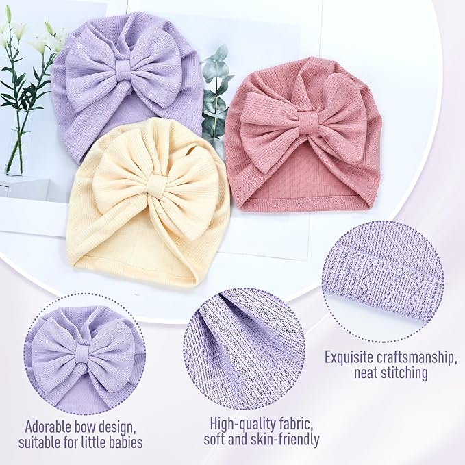 Cinaci 6 Pack Nursery Hospital Caps Bonnets Beanies Headwraps Turban Hats - Image 3