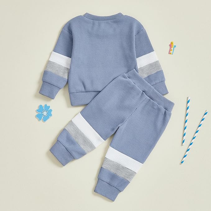 Kuriozud Toddler Baby Boy Fall Winter Clothes Long Sleeve Crewneck Pullover Sweatshirt Jogger Pants Set 2 Piece Outfit