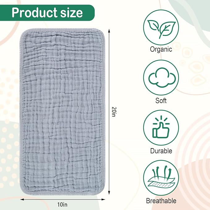 10 Pack Muslin Burp Cloths, 10 Mixed Colors, Soft Absorbent Baby Burping Rags - Image 3