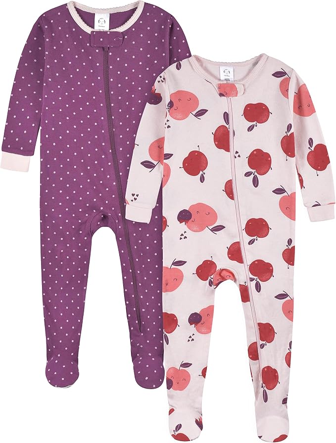 Gerber Baby Girls 2-Pack Footed Pajamas by Gerber