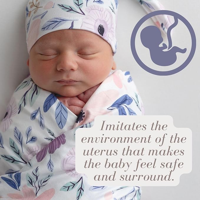 Newborn Baby Swaddle Set Headband Beanie and Name Card - Image 6