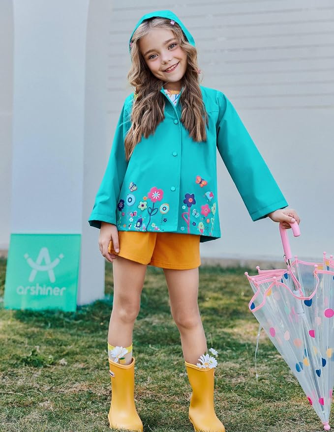 Arshiner Toddler Girls Waterproof Hooded Coat Jacket Outwear Raincoat - Image 5