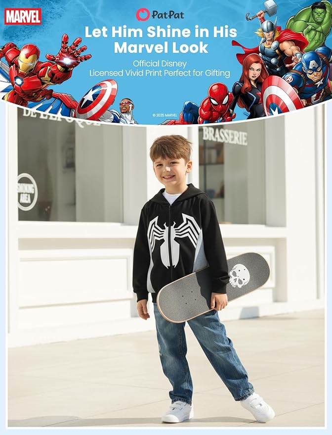 Marvel Zipper Hoodie Spiderman Hood Sweatshirt Hulk Cardigan Boy Girl 2-12Y | - Image 2
