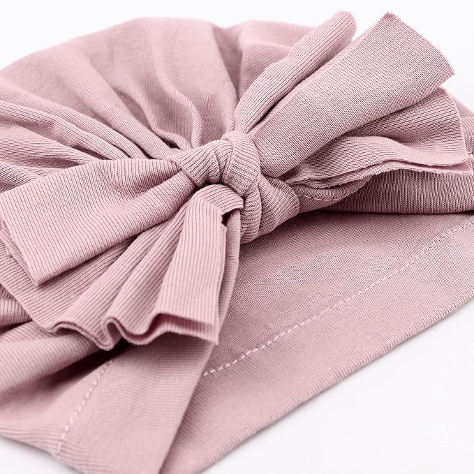 DRESHOW BQUBO 5 Pieces Newborn Baby Turban Hats Bow Baby Infant Beanie - Image 2