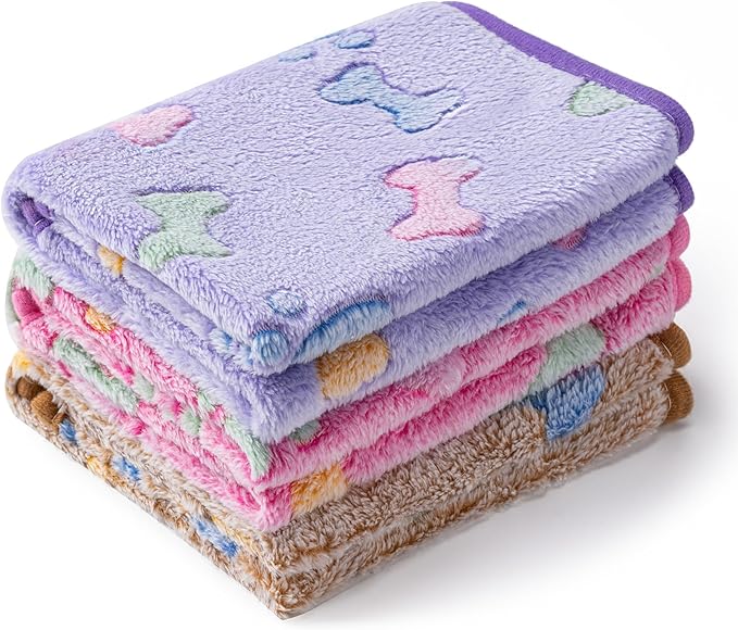1 Pack 3 Blankets for Dog Puppy Cat | Super Soft Fluffy Premium Fleece Pet by CADONO