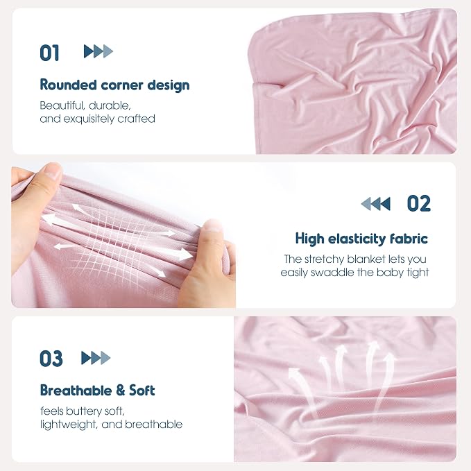 GRSSDER 2-Pack Ultra Soft Stretchy Jersey Knit Baby Swaddle Blankets, 33x44 | - Image 5