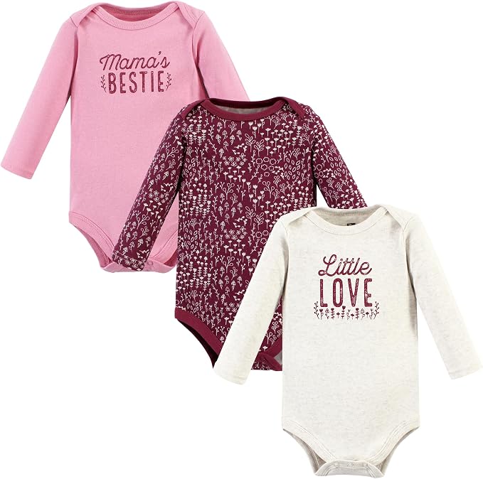 Hudson Baby Baby Girls' Cotton Long-sleeve Bodysuits 3-pack by HudsonBaby