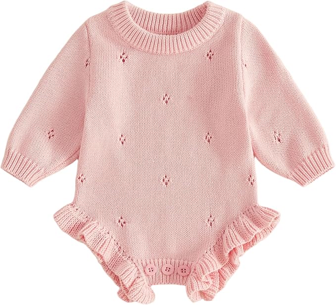 Mubineo Baby Girl Fall Winter Clothes Basic Plain Cute Sweater Romper Outfit by Mubineo