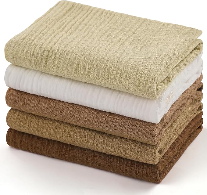 MUKIN Baby Washcloths, Muslin Burp Cloths Towels by MUKIN