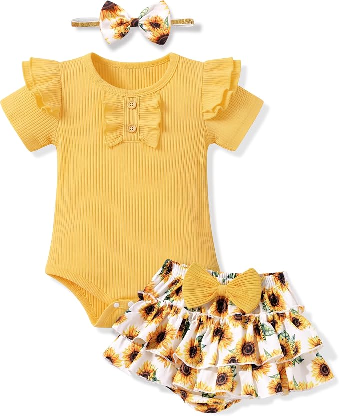HONGTEYA Baby Girl Clothes Set Newborn Infant Summer Outfits by HONGTEYA