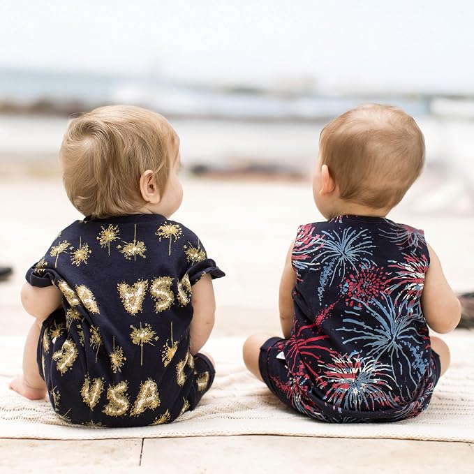 Burt's Bees Baby Baby Boys' Short Sleeve Rompers, 100% Organic Cotton One-piece - Image 4