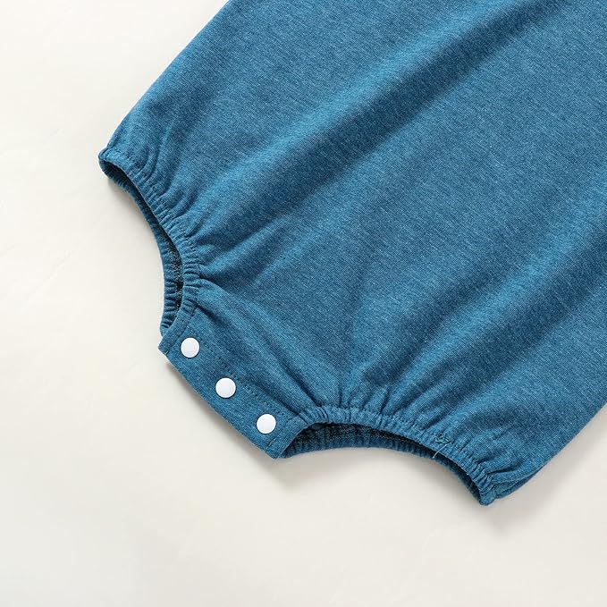 Baby Boy Girl Bubble Romper Infant Plain Oversize T-shirt Bodysuit - Image 6