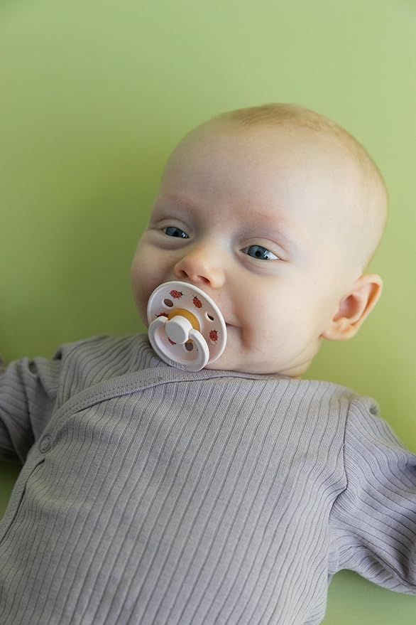 BIBS Studio Soother 2-Pack, BPA Free Dummy Pacifier, Round Nipple. Natural Rubber Latex, Made in Denmark, Size 3 (18+ Months), Sage/Pale Butter