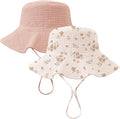 Konssy 2-Pack Muslin Baby Girl Sun Hats by Konssy
