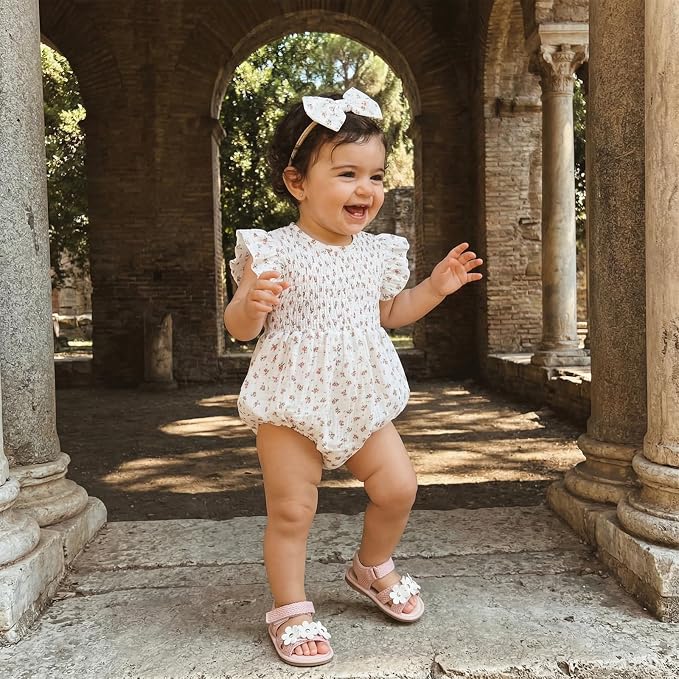 Kavousa Newborn Baby Girl Clothes Summer Bubble Romper Headband Outfit - Image 2