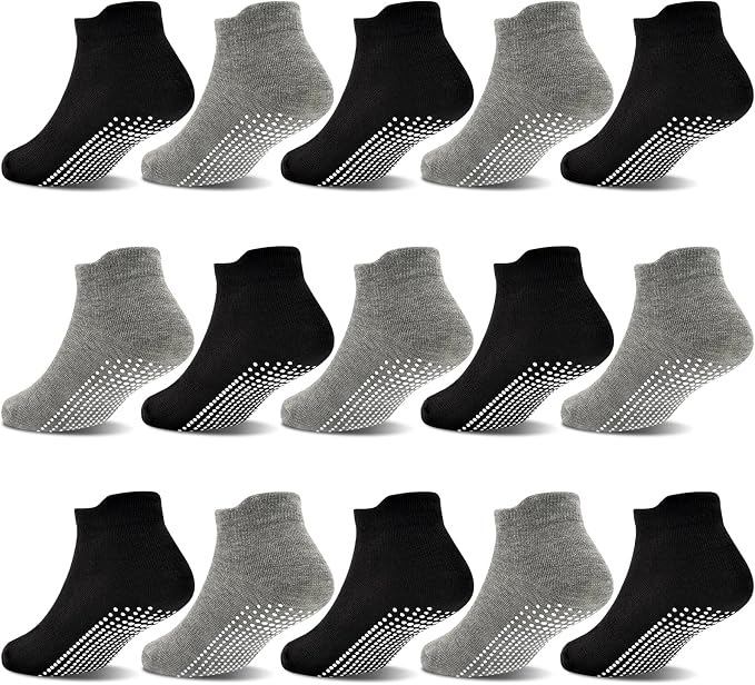 GRPSKCOS Non Slip Toddler Socks 15 Pairs Toddler Grip Anti Skid Low Cut Socks by GRPSKCOS