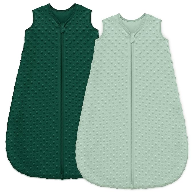 Fleece Baby Sleep Sack 18-24 Months with Plush Dots 1.5 Tog Baby Wearable Blanket with 2-Way Zipper Warm Sleeping Sack for Toddler Infant - XLarge, Forest Green