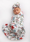 Newborn Swaddle Blanket Set, Headband and Beanie by Vollmic