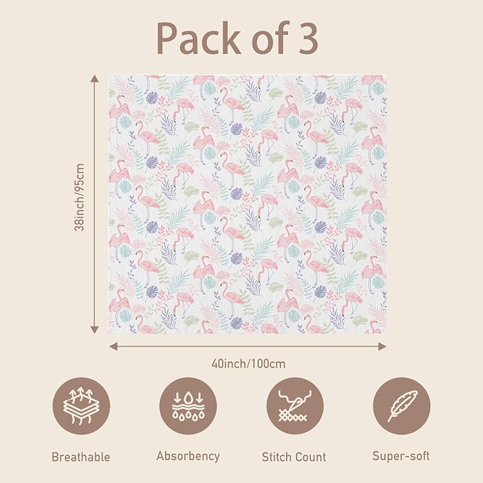 Muslin Swaddle Blankets for Newborn, 3 Pack Breathable Soft Receiving Blanket - Image 7