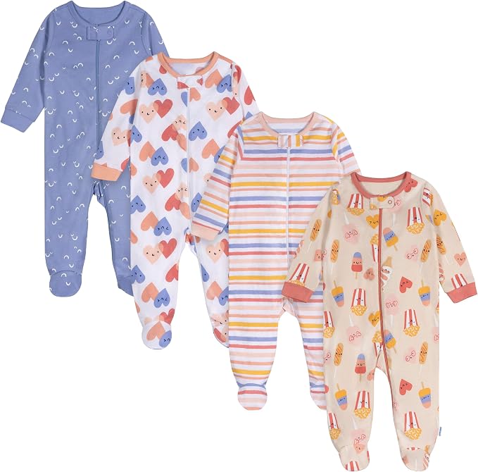 Onesies Brand Baby Girls 4-Pack Sleep 'N Play Footies Multi Pack by OnesiesBrand