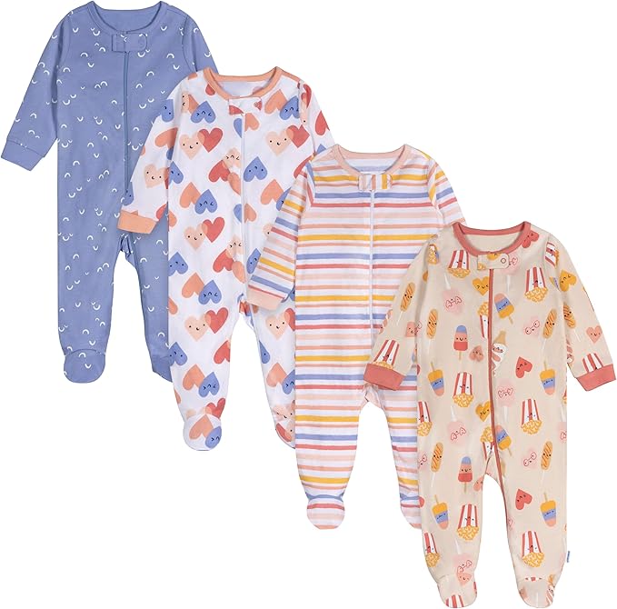 Onesies Brand Baby Girls 4-Pack Sleep 'N Play Footies Multi Pack by OnesiesBrand