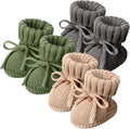 Evervibe 3 Pair Knitted Baby Booties | 100% Cotton, 0-6 Months Newborn by Evervibe
