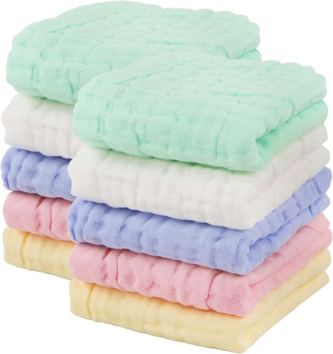 AIDEA Baby Washcloths and Burp Cloths, Absorbent Cotton Muslin Baby Towels by AIDEAHOME