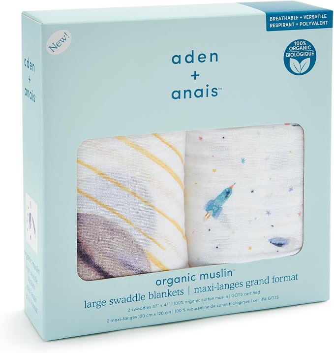 aden + anais 100% Organic Cotton Muslin Swaddles, Breathable Baby Blanket - Image 4