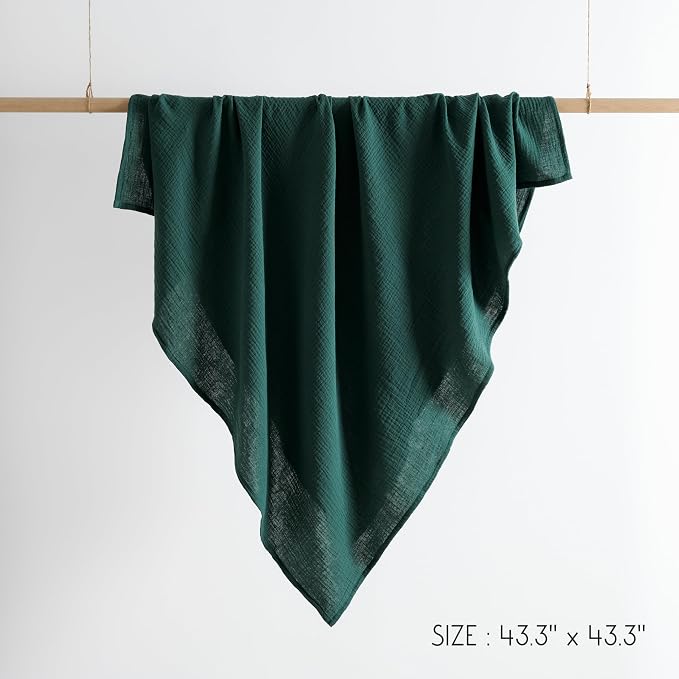 Meracorallo Muslin Swaddle Blanket, 100% Cotton, Dark Green | Soft Breathable - Image 8