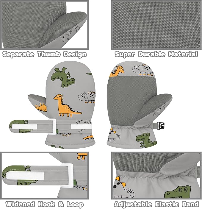 Olreco Baby Toddler Mittens Waterproof Infant Baby Winter Mittens Toddler Snow - Image 5