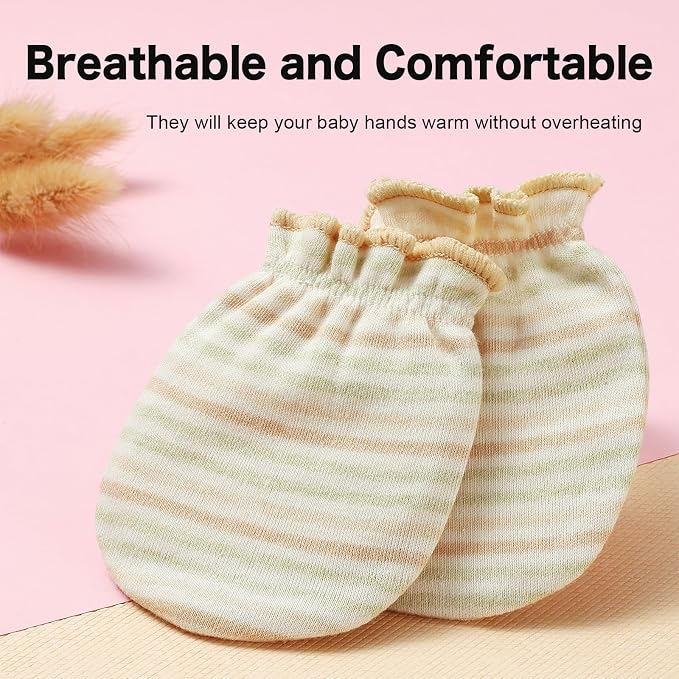 MOMSMENU Baby Mittens Newborn Muslin Soft No Scratch 0-6 Months 6-Pack | - Image 4