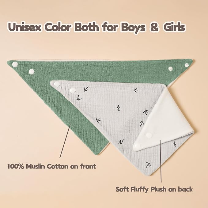 Susurration Muslin Baby Drool Bibs 6Pack Soft Triangular Adjustable Baby - Image 2