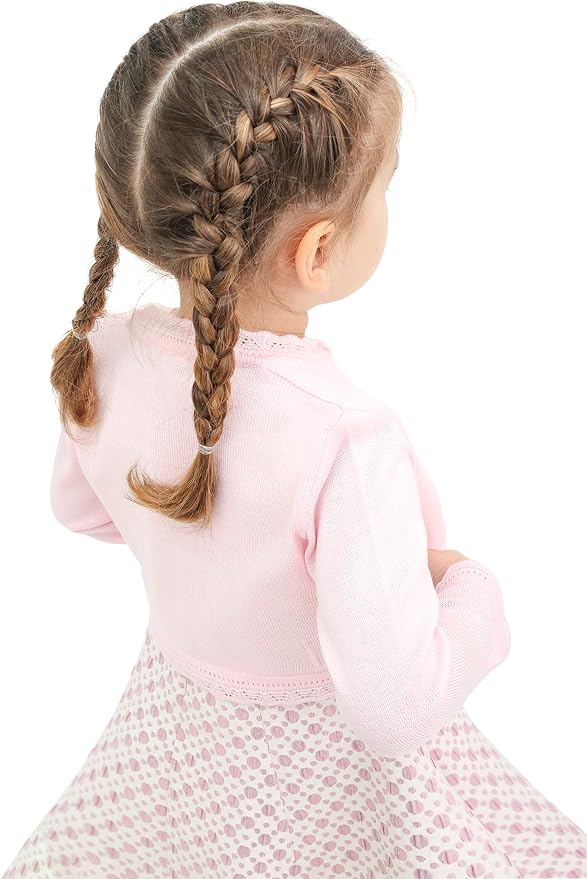 Lilax Little Girls' Knit Long Sleeve Button Closure Bolero Cardigan Shrug - Image 2